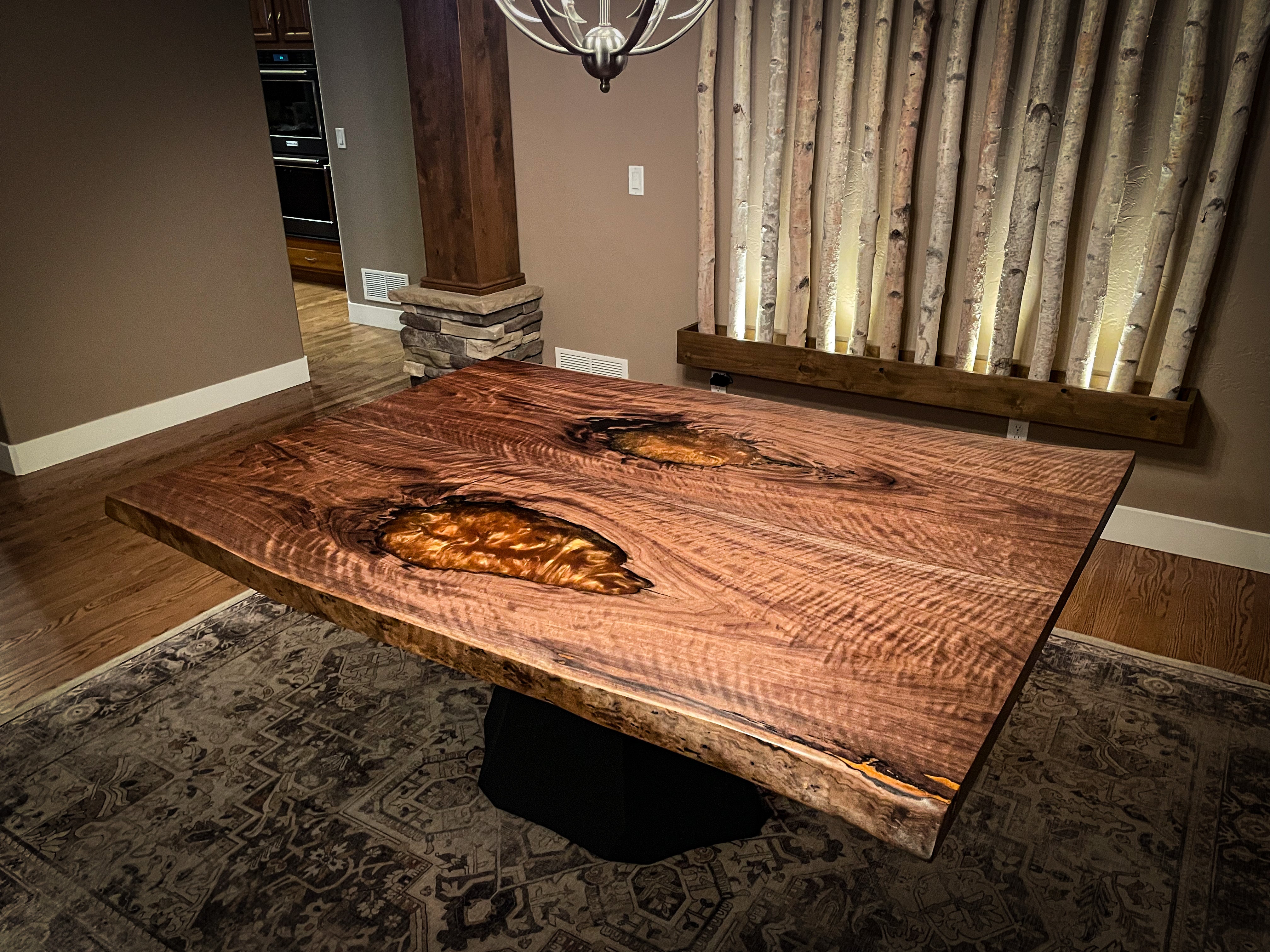 Custom Dining Table Black Walnut and Epoxy